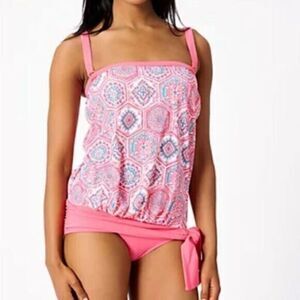 NWT Kim Gravel Women’s Plus Size Swimsuit 2 Piece Tankini Pink - Size 16